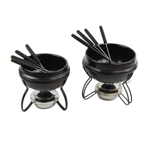 À fond plat petit réchaud produits haut de gamme noir au fromage en grès pot <span class=keywords><strong>fondue</strong></span> brûleur - Product Image 1