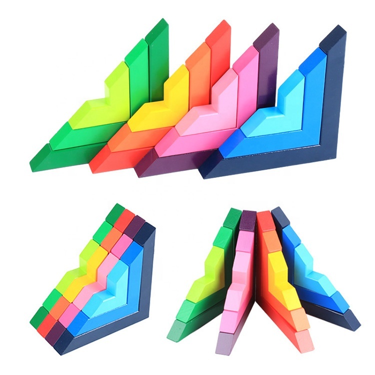 Triangle Building Blocks - Natural Wood Educational Toy