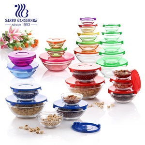 Gran oferta, 5 uds., juego de ensaladeras de frutas de vidrio transparente, tapa de PP de Color personalizado, decoración ecológica para el hogar, utensilios de cocina de diseño clásico - Product Image 1