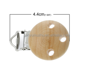 Natural ronda 3 agujeros de madera de diseño del bebé del pacificador Clips - Product Image 3
