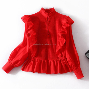 Nuovo modello di <span class=keywords><strong>donna</strong></span> vestiti di moda autunno pianura camicetta - Product Image 3