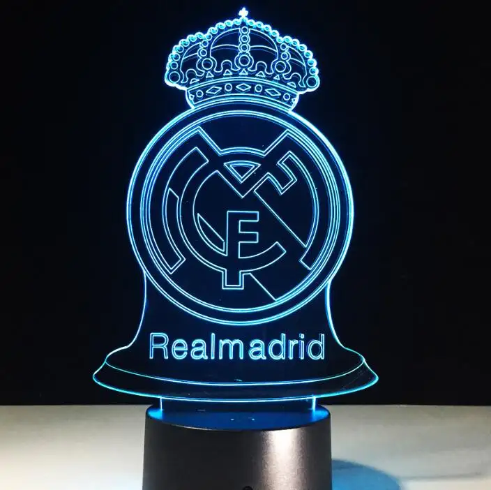 Luce da calcio decorativa per fan, lampada colorata Real Madrid 3D Design Lamp, lampade 3d per la pubblicità Visual Football Club LED 40