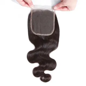 Nhà Máy Giá 4*4 Full Ends Body Sóng 100 Peru Trinh Nữ Tóc Con Người Full Lace Closure