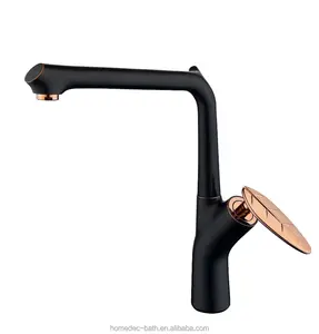 single Handle Control Kitchen Sink Faucet Swivel Spout Faucet Polished black and Gold KF5461