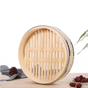 Utensílios de cozinha de bambu, aço inoxidável, vaporizador de alimentos