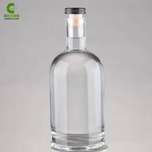 Botella de licor redonda de vidrio Flint de 750 ml