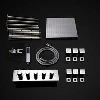 Vevohm robinetterie de pomme de douche Led, salle de bains carrée de plafond 500x500mm ensemble de douche à 4 voies déviateur de douche thermostatique avec jets corporels