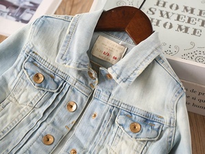 Veste en <span class=keywords><strong>jean</strong></span> pour enfants, vêtements de printemps pour filles, manteau en <span class=keywords><strong>jean</strong></span> solide, boutique, vêtements pour enfants, vente en gros, tenue pour bébé en vrac - Product Image 3