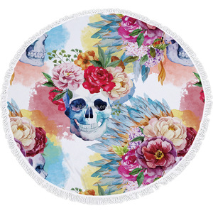 Personalizado personalizado sexo mujeres cráneo impreso <span class=keywords><strong>Toalla</strong></span> de <span class=keywords><strong>playa</strong></span> redonda de microfibra - Product Image 2