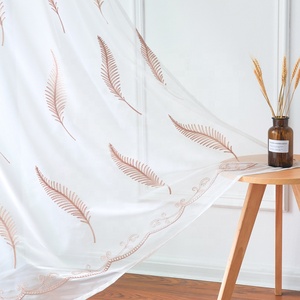 Rideau transparent <span class=keywords><strong>blanc</strong></span> brodé de feuilles, nouveau Style japonais, vente en gros, rideaux, panneaux pour salon, chambre à coucher, maison - Product Image 2