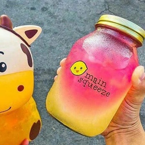 32Oz Tùy Chỉnh Logo Boba Trà Sữa Nước Chanh Nước Giải Khát Uống Mật Ong Thủy Tinh <span class=keywords><strong>Jar</strong></span> Với Nhựa Hoặc Kim Loại Nắp - Product Image 1