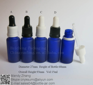 15 ML bleu cobalt boston round verre bouteille avec <span class=keywords><strong>dameur</strong></span> gouttes évidente - Product Image 1