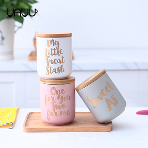Maison de mariage décor cylindrique en céramique <span class=keywords><strong>fine</strong></span> rose bougie pot/bougies en vrac pour motif personnalisé/logo - Product Image 3
