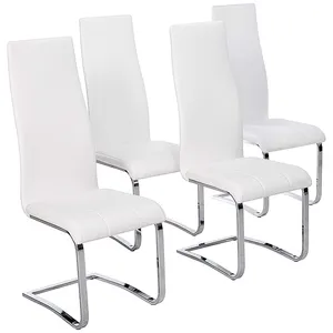 PU Leather Chrome Steel Z Shape Dining Chair Styles