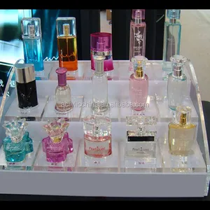 3 Tiers Acrílico Perfume Display Stand lucite perfume organizador maquiagem riser display stand