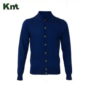 Latest design mens navy blue knit fashion cardigan cashmere sweater