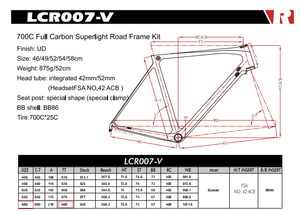 LightCarbon Siêu Nhẹ <span class=keywords><strong>Carbon</strong></span> Road Frameset LCR007-V - Product Image 3