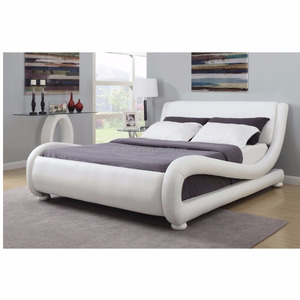 PROGETTISTA ITALIANO MODERNO LETTO IN PELLE MATRIMONIALE KING SIZE FAUX 4FT 6 "LETTO MATRIMONIALE