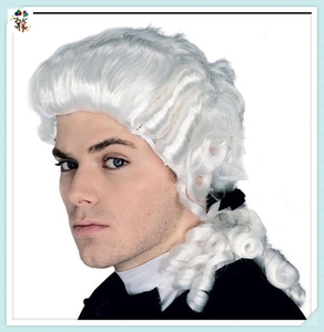 Disfraz de Fiesta de Disfraces Veneciana Color Blanco Marquis Pelucas Sintéticas de Carnaval para <span class=keywords><strong>Hombre</strong></span> HPC-1317 - Product Image 4