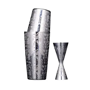 Conjunto de barra de coquetel, de aço inoxidável de alta qualidade, design esculpido, shaker de aço inoxidável