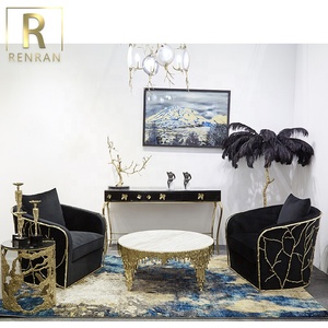 Último diseño italiano diseño clásico muebles de lujo terciopelo tela de cobre Marco de sofá moderno para la sala - Product Image 2