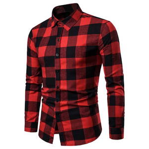 Nuovi <span class=keywords><strong>abiti</strong></span> da <span class=keywords><strong>uomo</strong></span> di marca di moda camicia Casual <span class=keywords><strong>Slim</strong></span> Fit Social Plus Size camicie a maniche lunghe in cotone scozzese - Product Image 4