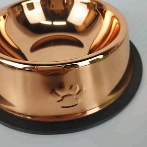 26cm Ankti-Skid Bacia Do Cão do Aço Inoxidável com Ouro Rosa Cobre Terminou - Product Image 4