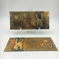 एक सौ कनाडा डॉलर 24k सोने के साथ ज्वलंत पैसे छवि और आकार में नोट दिखा स्टैंड