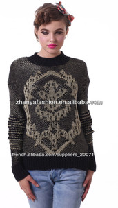 Dame. 2013 chaude motif jacquard <span class=keywords><strong>pull</strong></span> <span class=keywords><strong>pull</strong></span> métallisé filament - Product Image 1