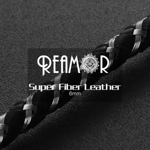 REAMOR resultados de la joyería de DIY negro Super fibra de cuero cuerda de acero de 6mm de alambre trenzado de cordones de cuero para hacer pulseras