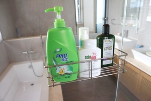 Stainless Steel Adhesive <b>Bathroom</b> <b>Shelf</b> Rustproof <b>Wall</b> <b>Mounted</b> Metal Shampoo Holder Organizer Basket No Drilling Required - Product Image 5