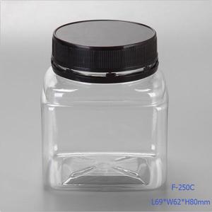 350ml vuông rõ ràng chai nhựa thực phẩm, nhựa <span class=keywords><strong>Jar</strong></span> với nắp - Product Image 2