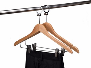 <span class=keywords><strong>Cintre</strong></span> de sécurité en bois naturel anti-vol, <span class=keywords><strong>cintre</strong></span> d'hôtel avec pinces - Product Image 6