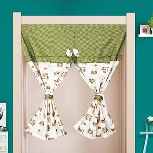 Cortinas de algodón de estilo europeo de alta calidad con cuentas decorativas cortinas de puerta de ventana pequeña para sala de estar en línea