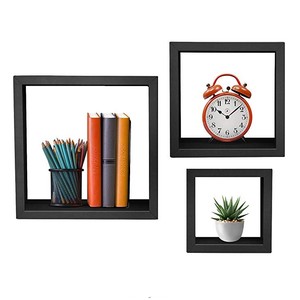 Forme carrée En <span class=keywords><strong>Bois</strong></span> Suspendus Cube Flottant <span class=keywords><strong>Étagère</strong></span> <span class=keywords><strong>murale</strong></span> pour La Décoration De La Maison - Product Image 2