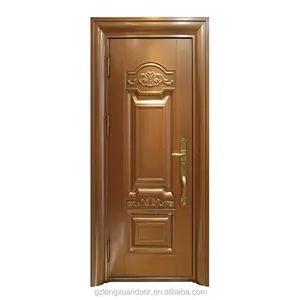 Cuivre fer porte peau nouvelle pakistan ET images de conception de style porte d'entrée principale en acier portes de sécurité résidentielles pour extérieur