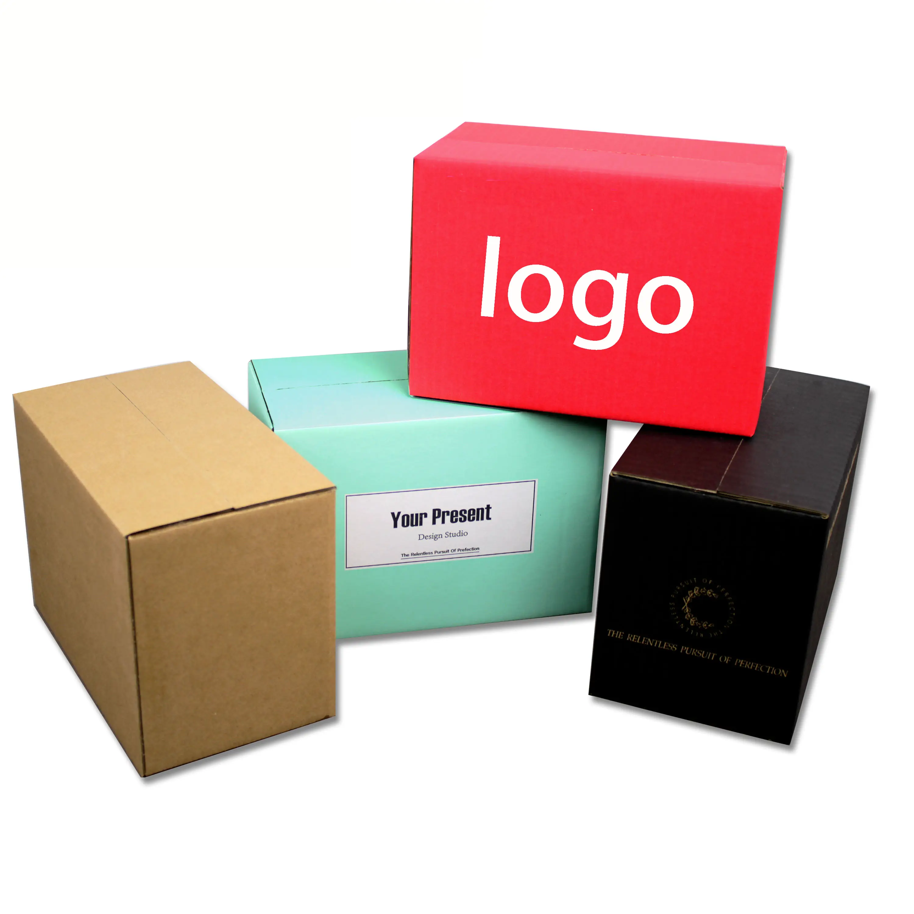 Цветные маленькие почтовые ящики из гофрированной бумаги с логотипом