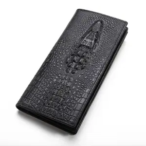 JINBAOLAI véritable motif Crocodile en cuir longue section portefeuille pour hommes, homme De Vachette classique carte de visite porte-monnaie