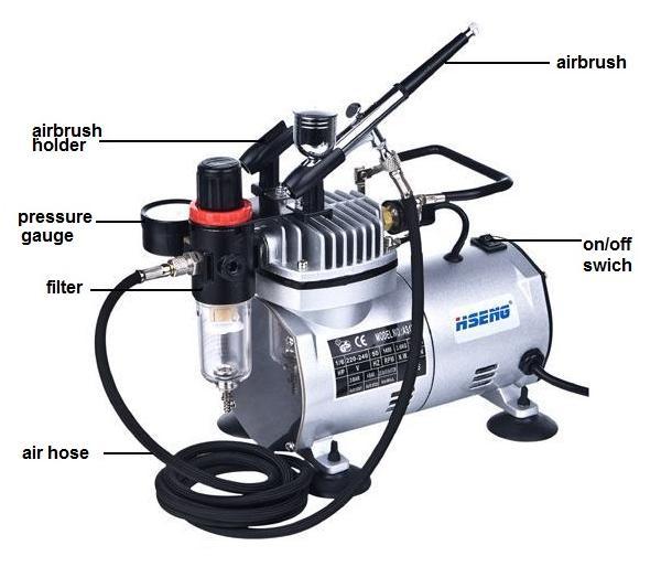 AS18K-2 Mini Air Compressor Airbrush for Tattoo Ink and Airbrush Temporary Tattoo aerografo