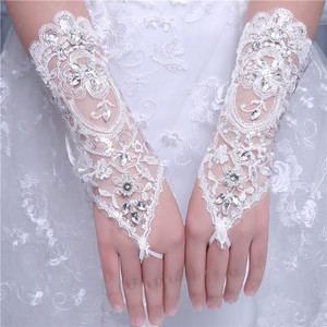 Guantes de Encaje con Cristales sin Dedos Morili, de Alta Calidad y Económicos, para Accesorios de Novia, MGB17 - Product Image 4