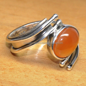 Carnelian พลอย925แหวนเงินสเตอร์ลิงอินเทรนด์รูปไข่แหวนแฟชั่นสำหรับงานแต่งงานครบรอบหมั้นสำหรับทุกเพศ - Product Image 2