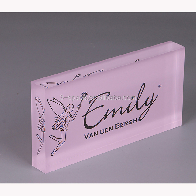Custom Printed Engraved Acrylic Pmma 3d Desk Nameplate Plexiglass Solid Cube