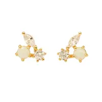 Earring Earrings 2020 New Trending Jewelry Minimalist Opal Stone 925 Silver Stud Earring