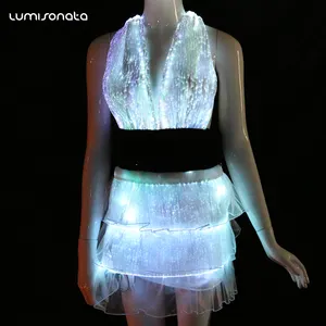 Party fiber optic luminous clothes exotic sexy club dresses