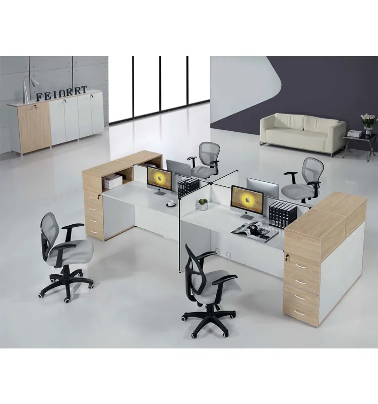 Venta directa de fábrica moderno personalizado muebles de oficina 4 persona centro de la estación de trabajo
