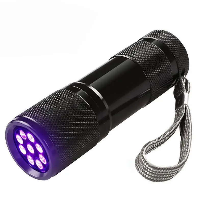 Aluminum Scorpion Hunter 390 - 395nm Black Light Ultra Violet 9 LED UV Flashlight