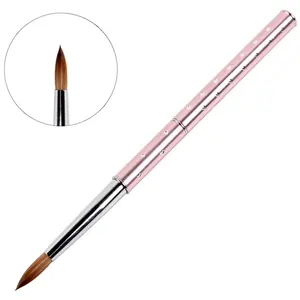 Chuyên Nghiệp Màu Hồng Kim Loại Xử Lý Cá Nhân 100% Tinh Khiết Kolinsky Tóc Phẳng Sable Acrylic Kolinsky Nail Art Brush