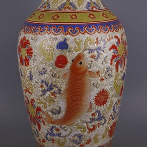 La Dinastía Qing jingdezhen famille rose elegante pescado patrón florero <span class=keywords><strong>de</strong></span> cerámica con qianlong mark - Product Image 3