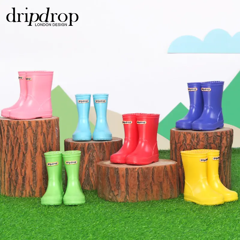 Dripdrop Crianças Botas de Chuva Criança/criança PVC Botas Naive Impermeável Unisex Júnior Botas De Chuva Personalizado Tecido De Algodão