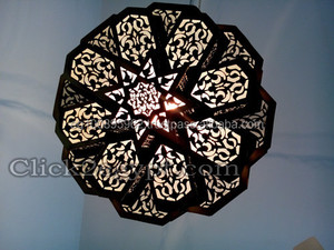 Iralan — plafonnier en laiton au plafond, luminaire suspendu marocain à trois niveaux, installation fixe, lustre en étoile, B209 - Product Image 3